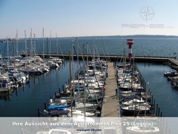 Apartmenthaus Hafenspitze Ap. 25, Pier 25, Blickrichtung offene See/Strand