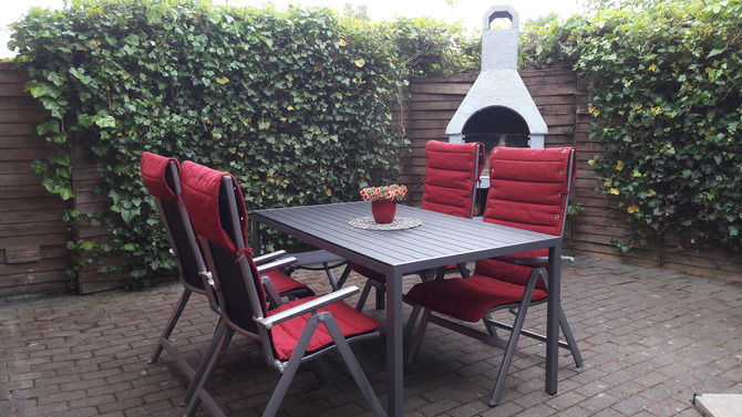Ferienhaus in Merkendorf - Ferienhaus - Johannsen - Terrasse mit Grillkamin